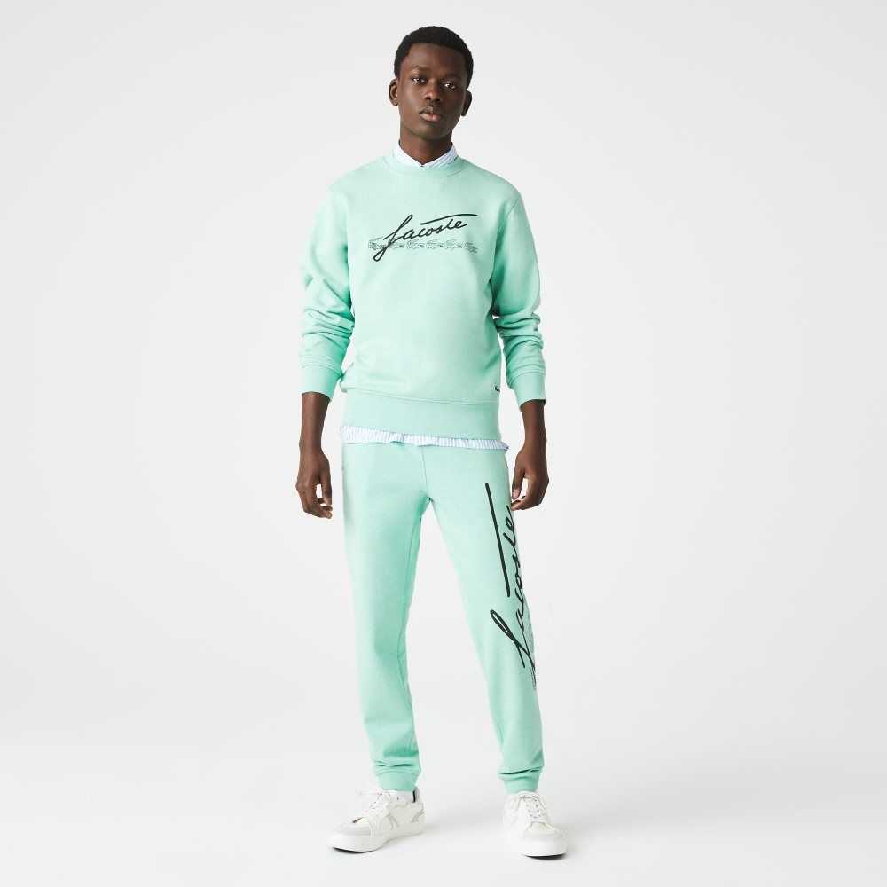 Lacoste Signature And Crocodile Print Algodon Fleece Jogging Verde | 7284-XKICU