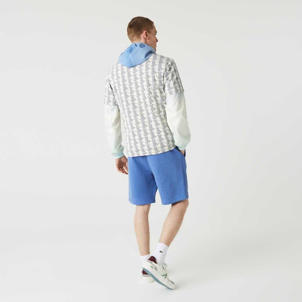 Lacoste Signature Print Algodon Fleece Azules | 3207-YAEHX