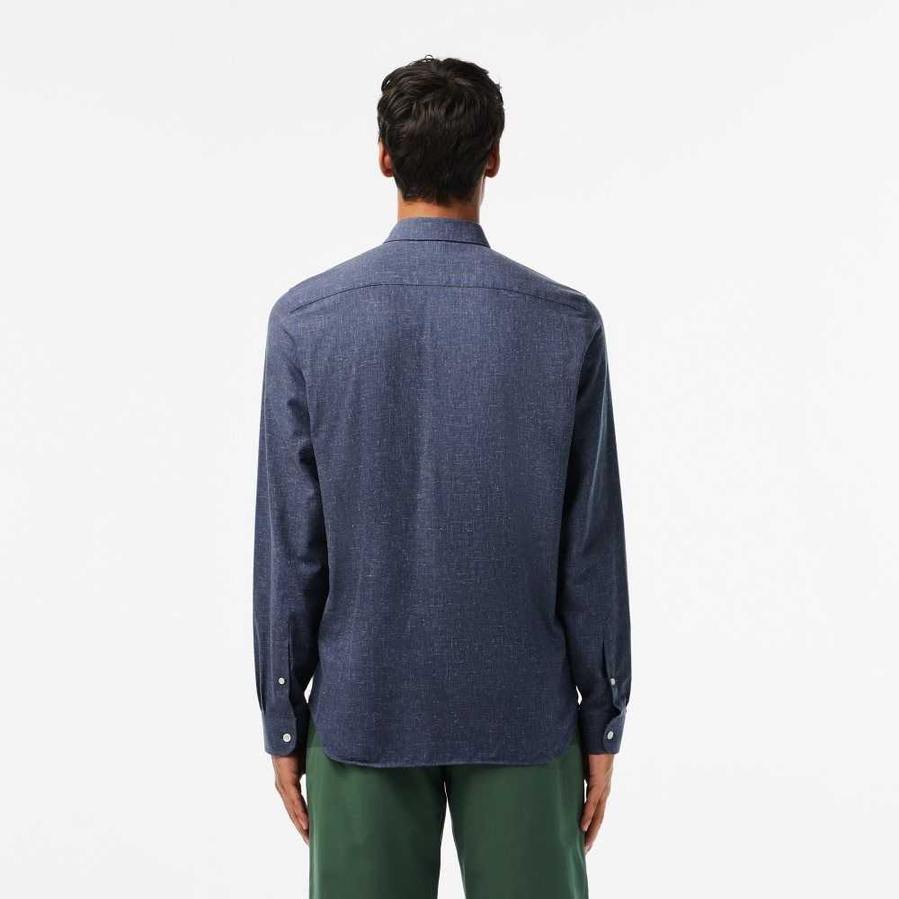 Lacoste Slim Fit Algodon Chambray Azul Marino Azules Blancas | 0267-MOKGP