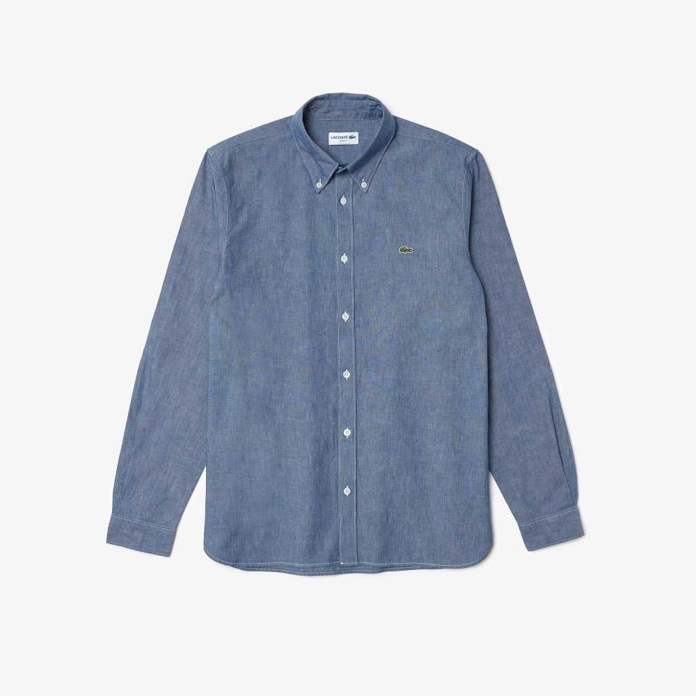 Lacoste Slim Fit Algodon Chambray Azules | 1086-VYONX