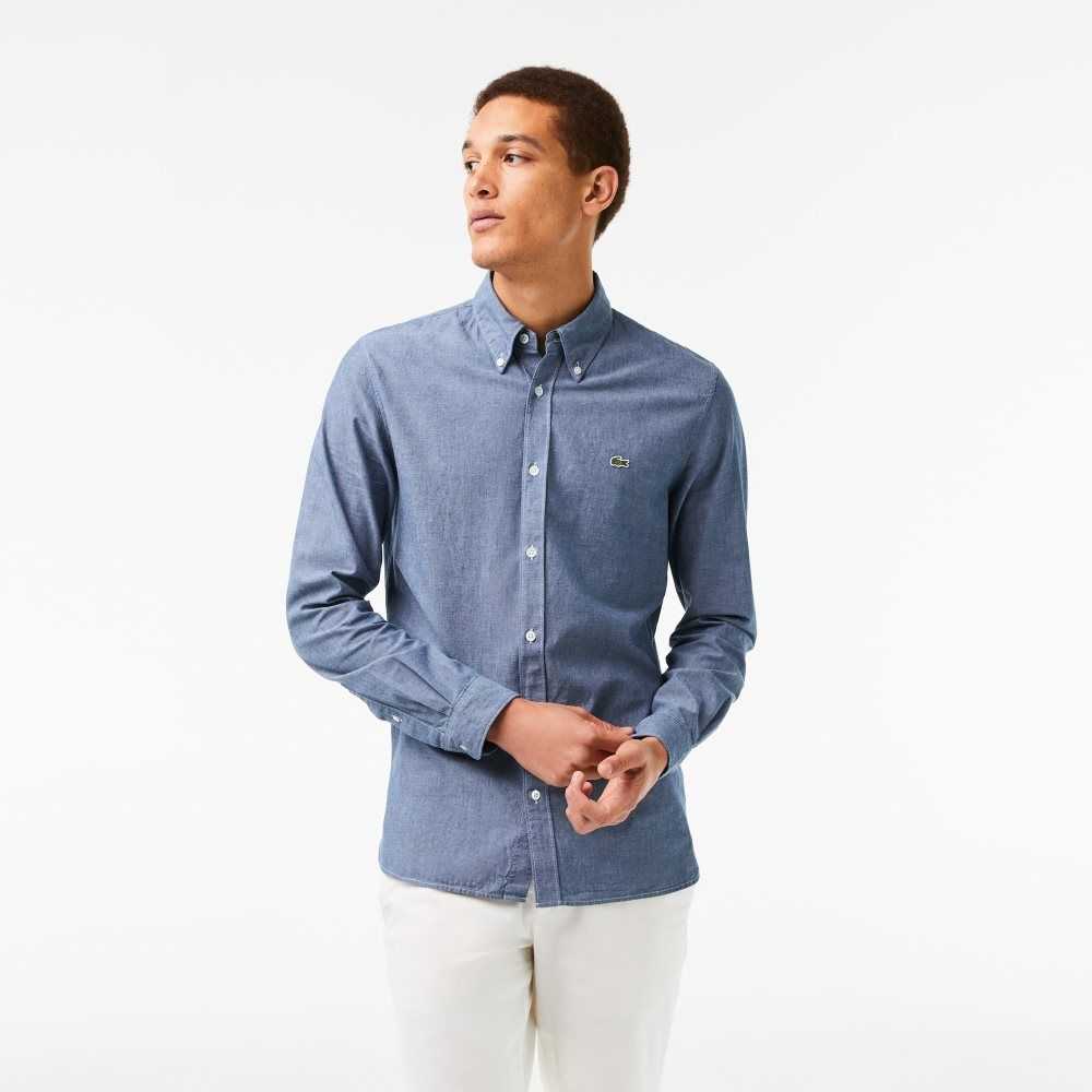 Lacoste Slim Fit Algodon Chambray Azules | 1086-VYONX