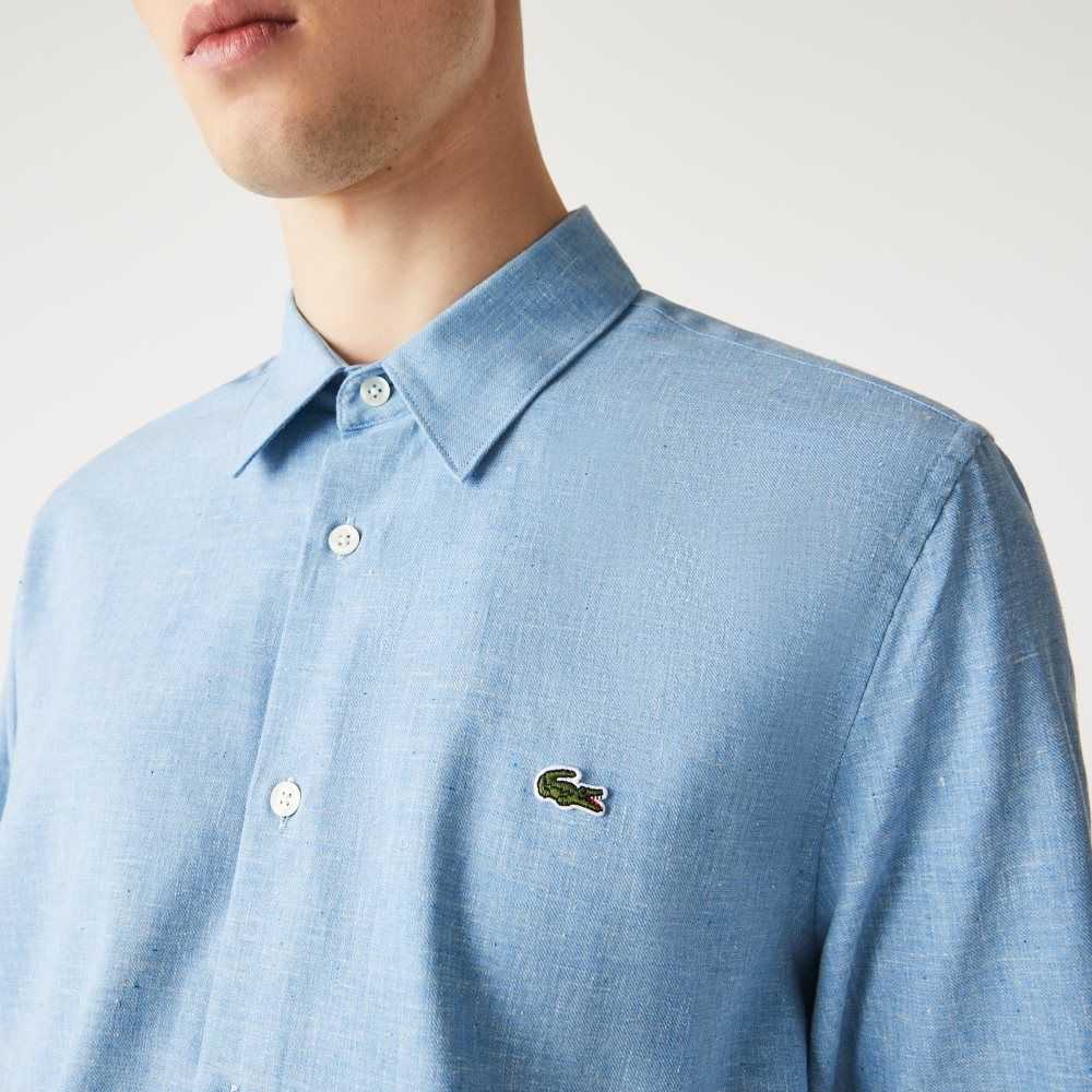 Lacoste Slim Fit Algodon Chambray Azules Blancas | 1397-QSUOR