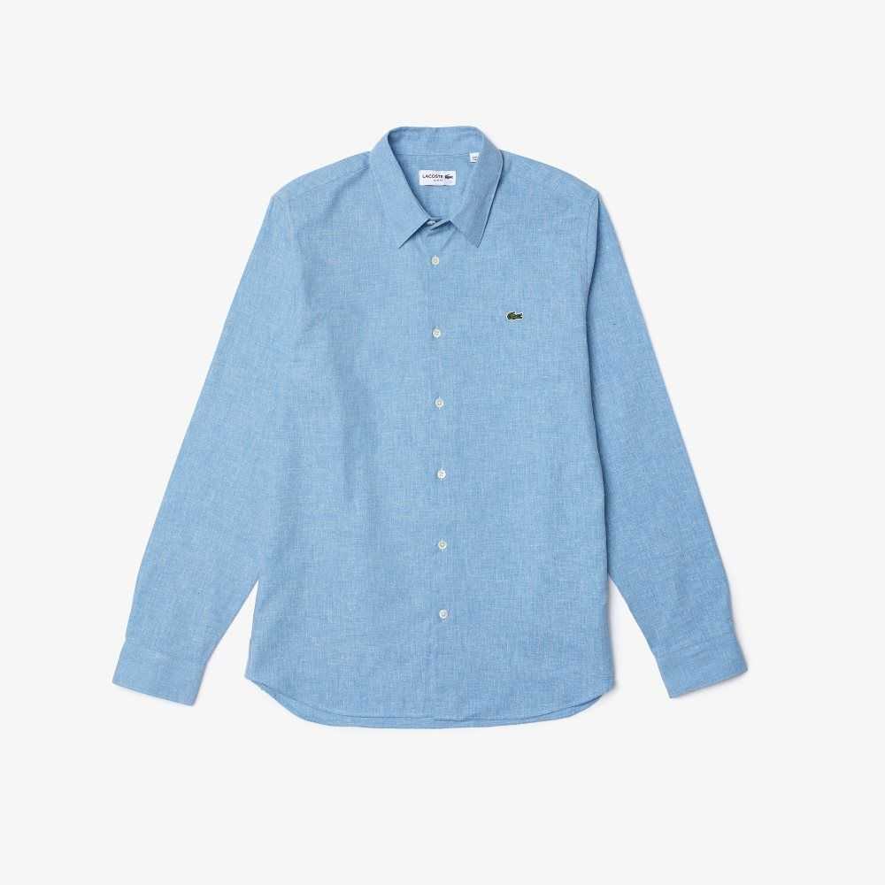 Lacoste Slim Fit Algodon Chambray Azules Blancas | 1397-QSUOR