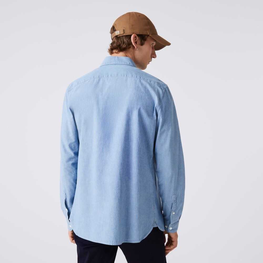 Lacoste Slim Fit Algodon Chambray Azules | 7821-JQPNA