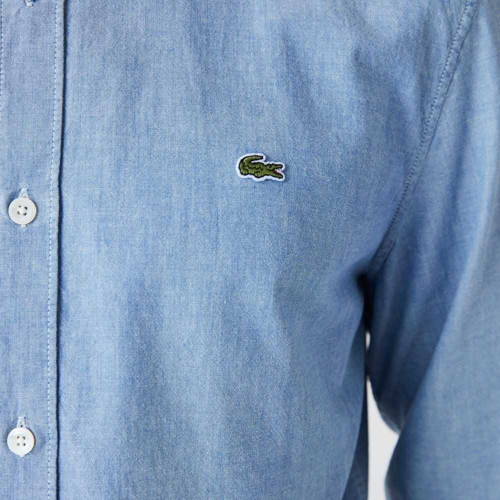 Lacoste Slim Fit Algodon Chambray Azules | 7821-JQPNA