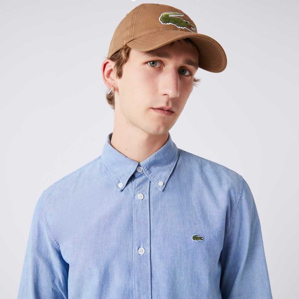 Lacoste Slim Fit Algodon Chambray Azules | 7821-JQPNA