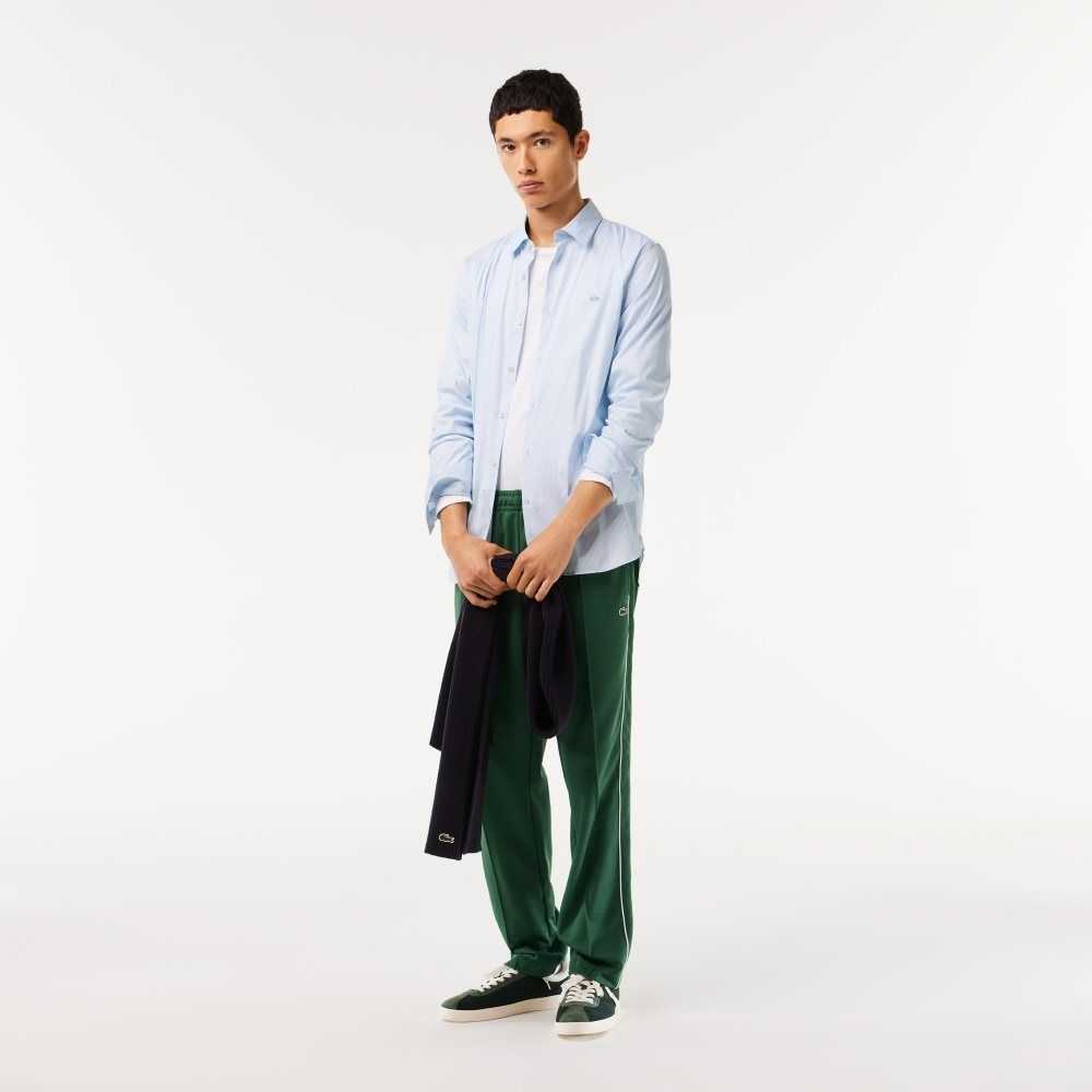 Lacoste Slim Fit Check Stretch Poplin Blancas Azules | 7523-DGEFK