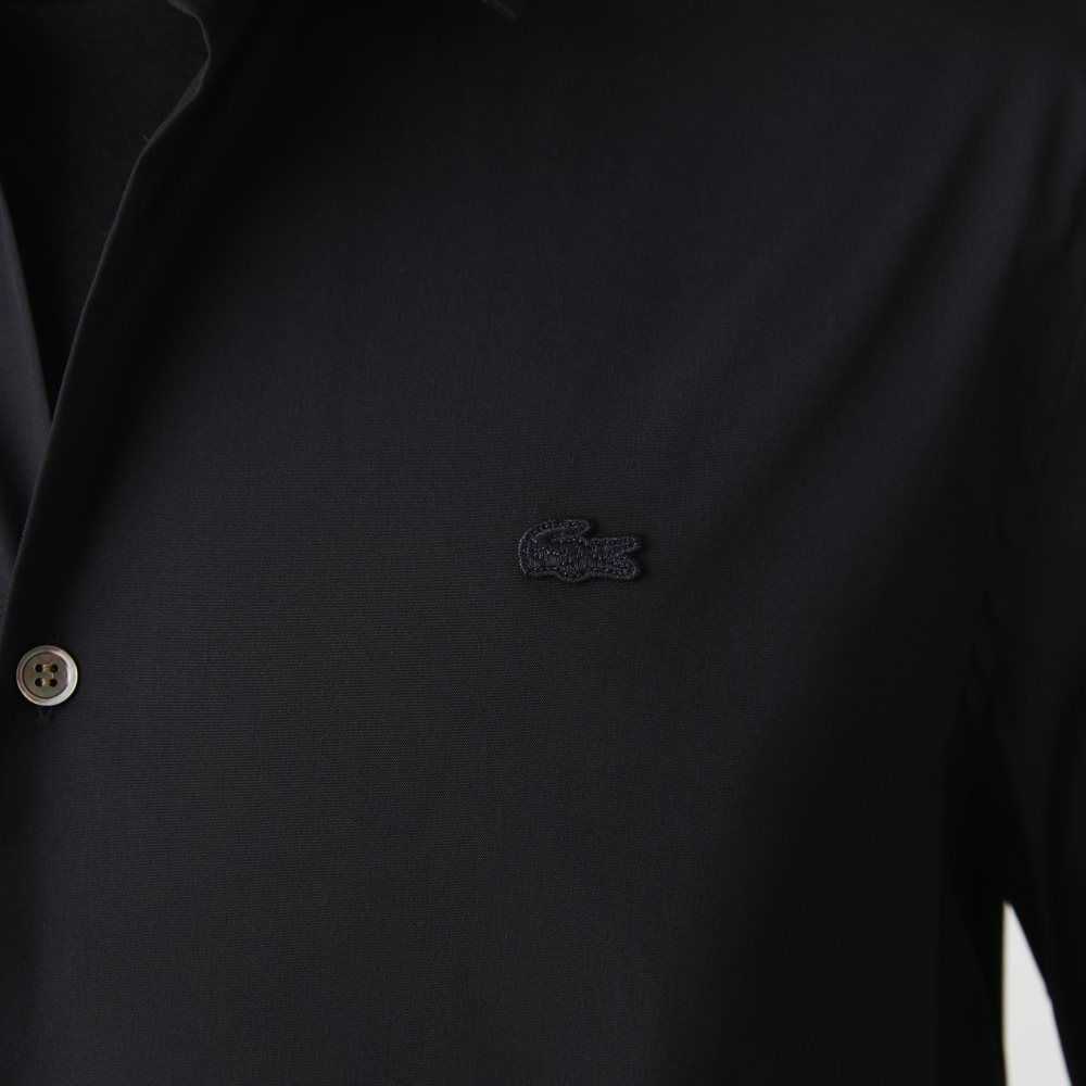 Lacoste Slim Fit French Collar Algodon Poplin Negras | 6342-TRFME