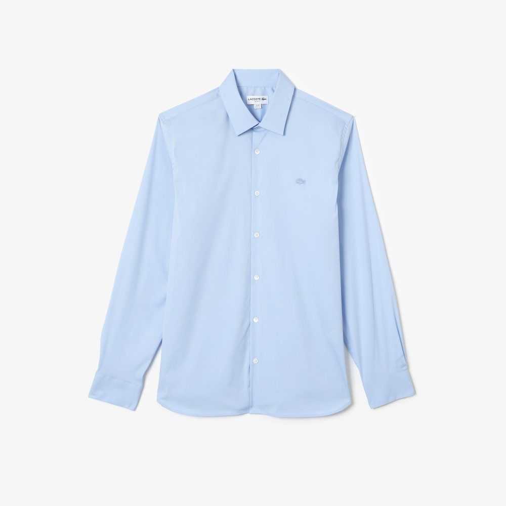 Lacoste Slim Fit French Collar Algodon Poplin Azules | 6925-WQJFL