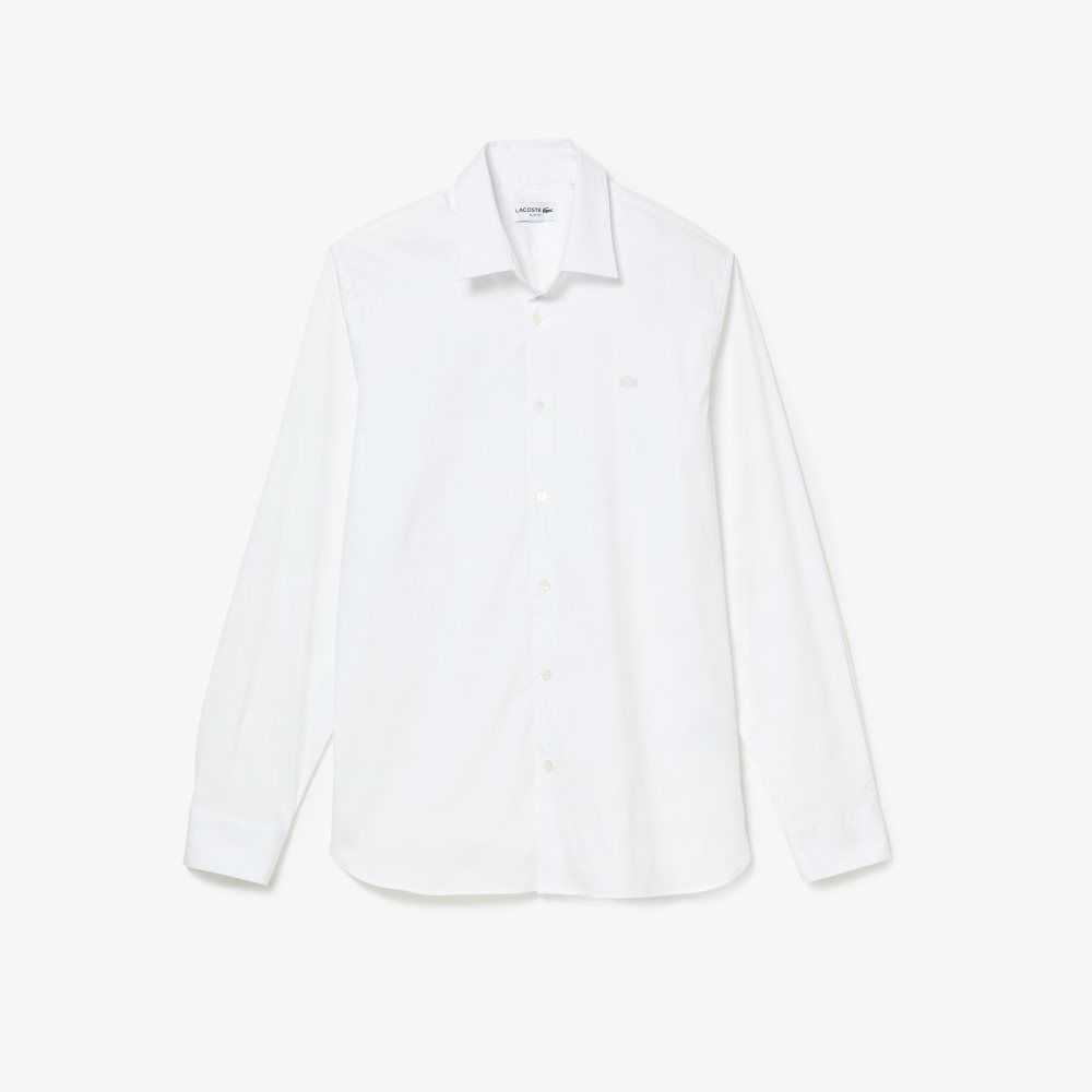 Lacoste Slim Fit French Collar Algodon Poplin Blancas | 7925-EFTMP