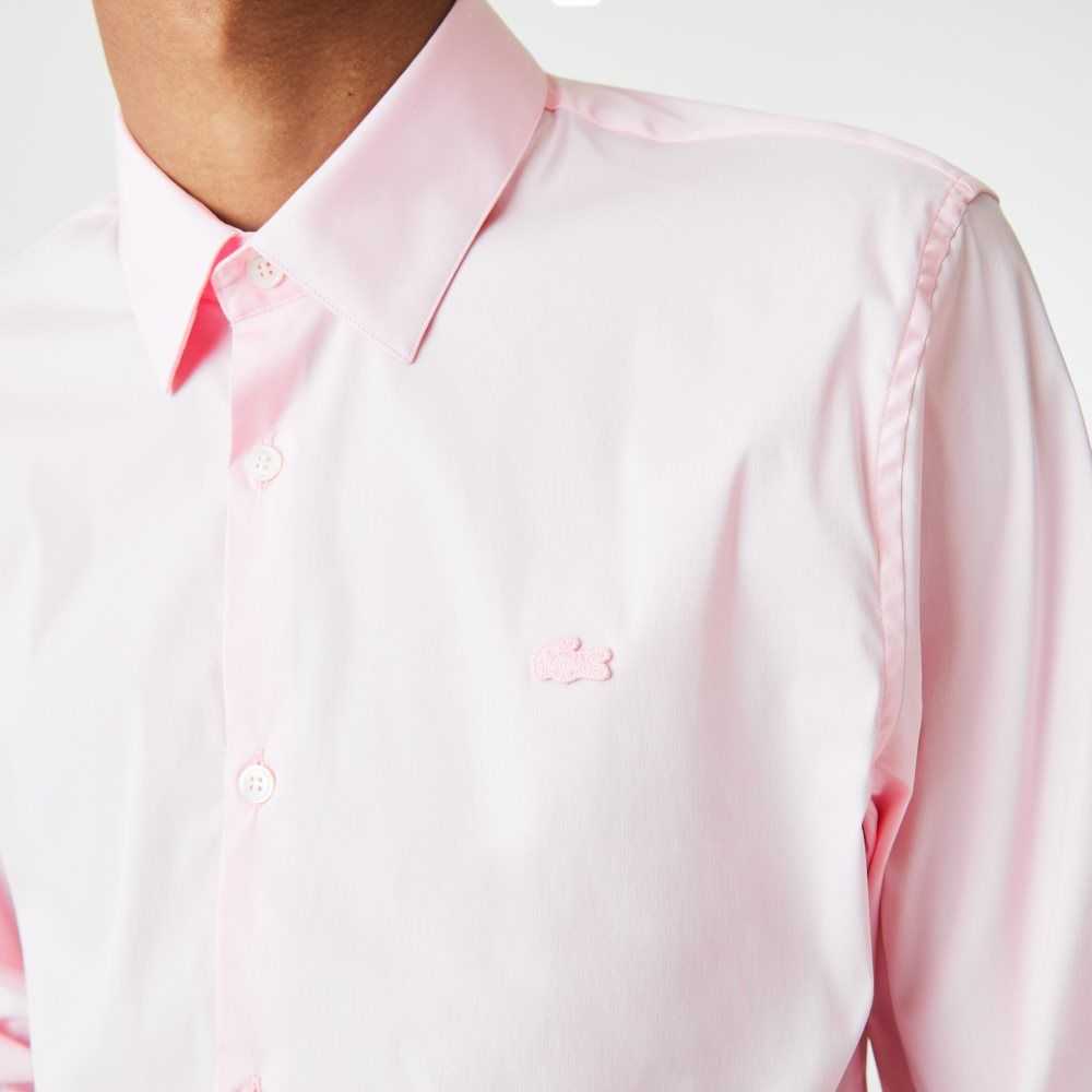 Lacoste Slim Fit French Collar Algodon Poplin Rosas Claro | 7950-EPROI