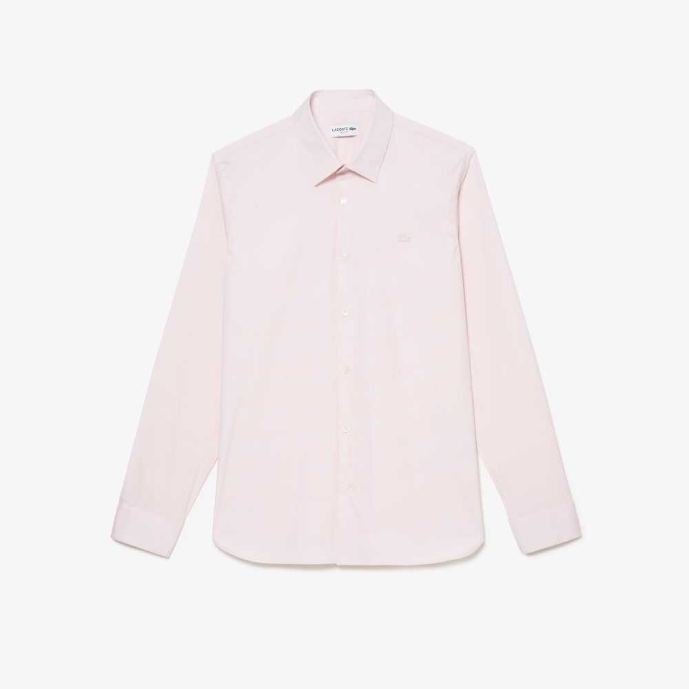 Lacoste Slim Fit French Collar Algodon Poplin Rosas Claro | 7950-EPROI