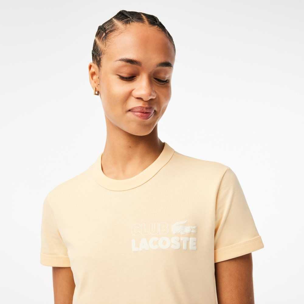 Lacoste Slim Fit Organic Algodon Jersey T-Shirt Amarillo | 0649-WSILE