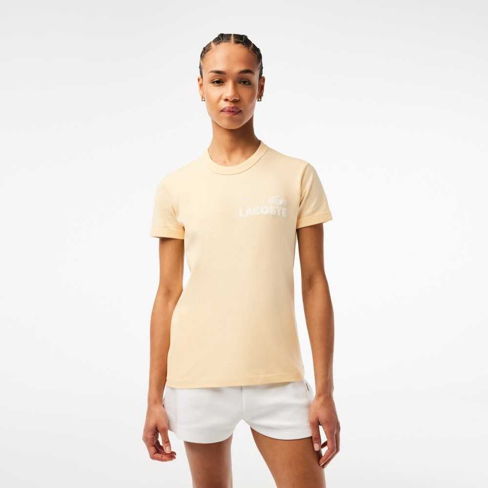 Lacoste Slim Fit Organic Algodon Jersey T-Shirt Amarillo | 0649-WSILE