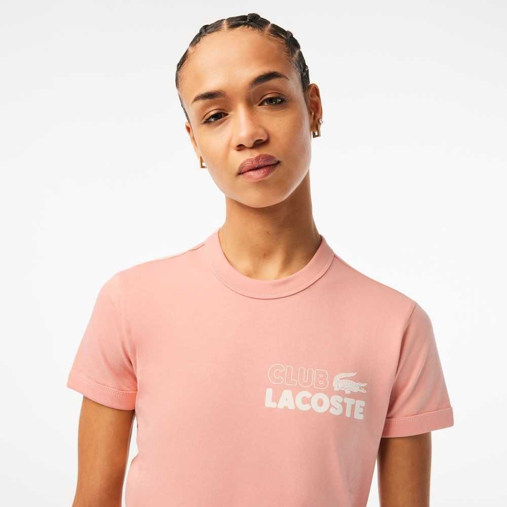 Lacoste Slim Fit Organic Algodon Jersey T-Shirt Rosas Claro | 5928-YEISQ