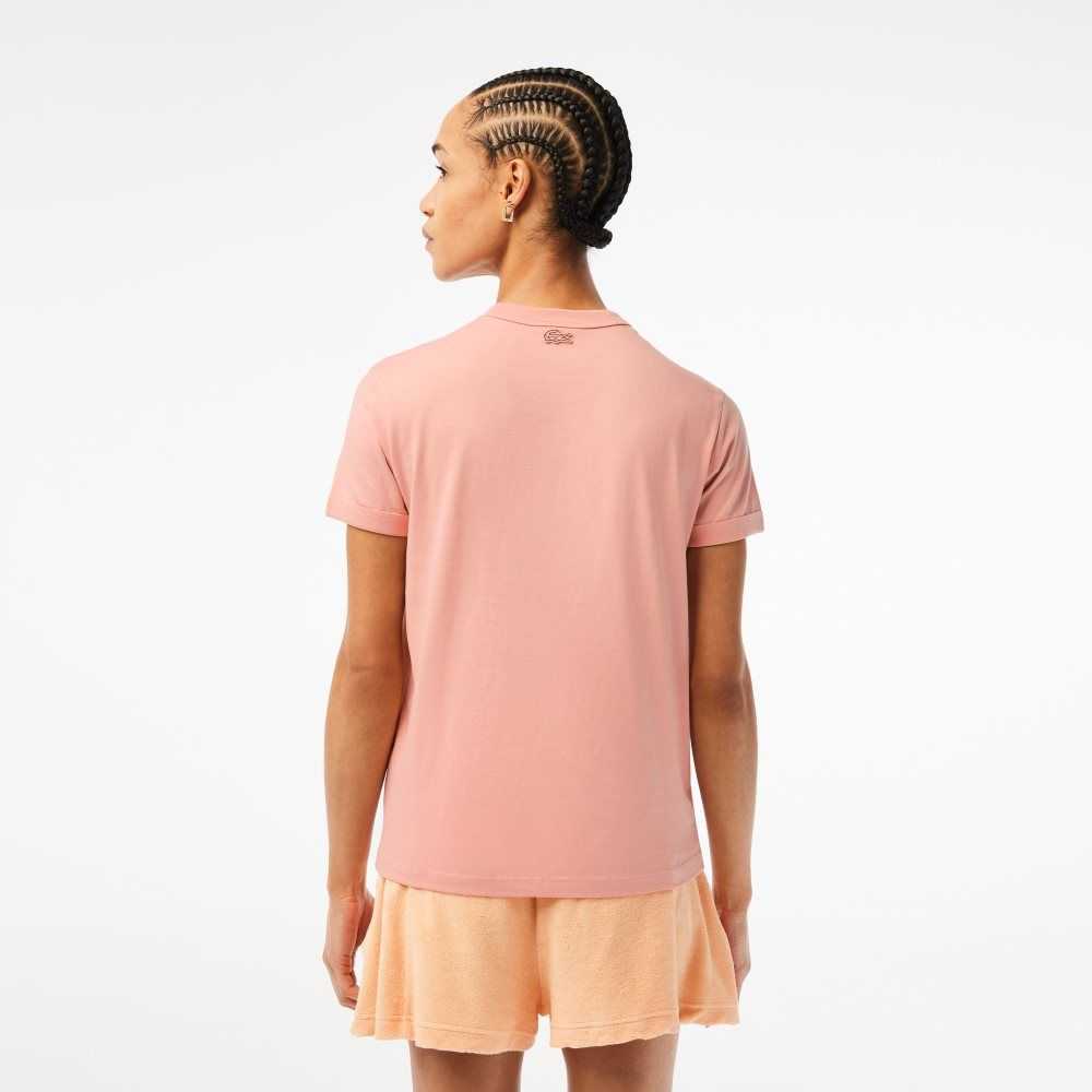 Lacoste Slim Fit Organic Algodon Jersey T-Shirt Rosas Claro | 5928-YEISQ