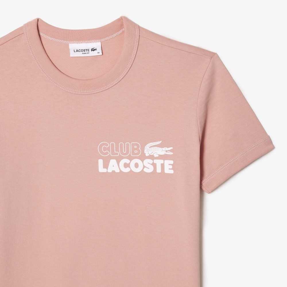 Lacoste Slim Fit Organic Algodon Jersey T-Shirt Rosas Claro | 5928-YEISQ