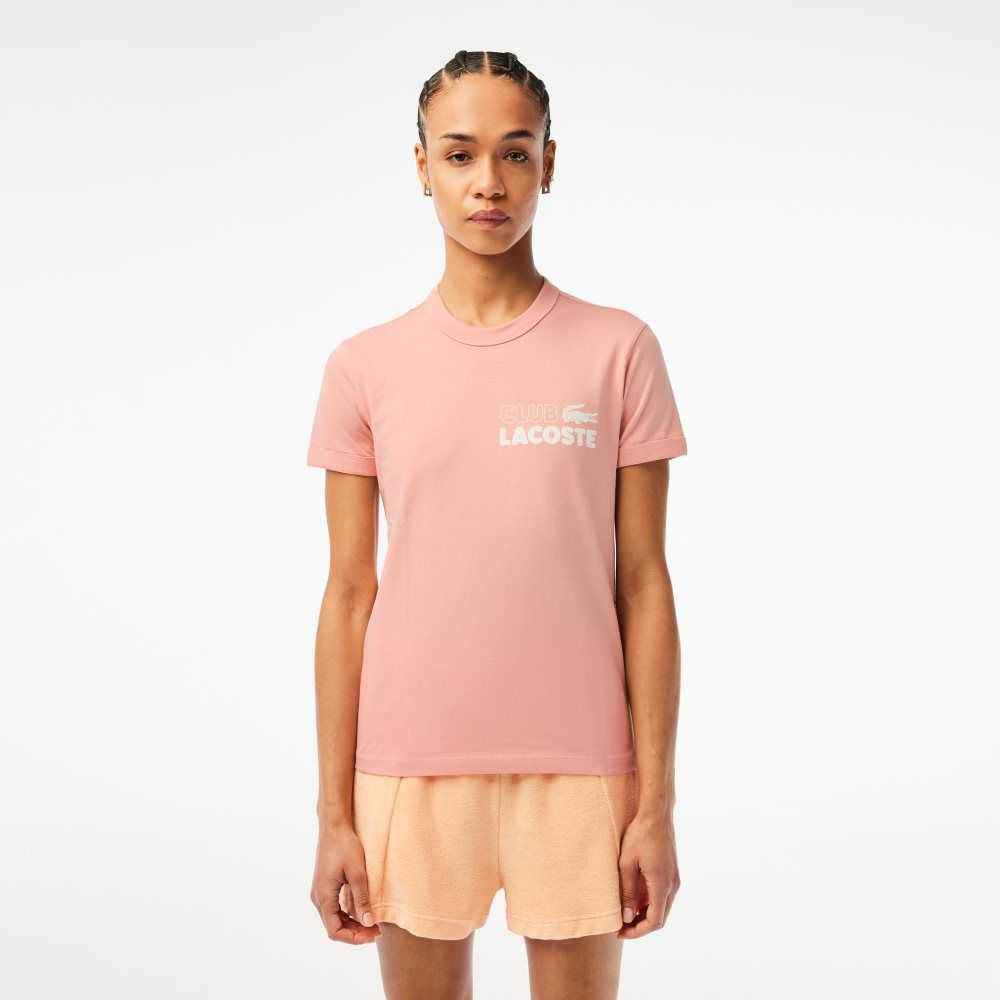 Lacoste Slim Fit Organic Algodon Jersey T-Shirt Rosas Claro | 5928-YEISQ