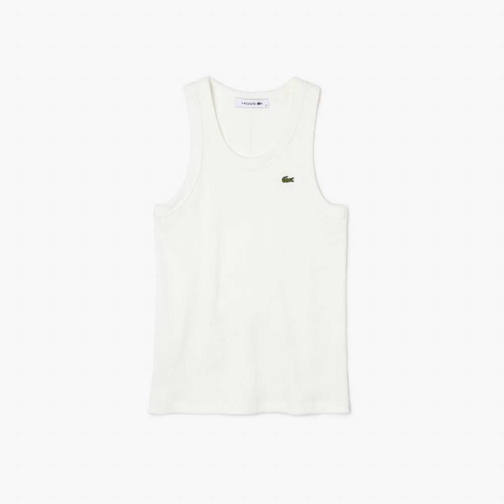 Lacoste Slim Fit Organic Algodon Tank Blancas | 7382-CGFNZ