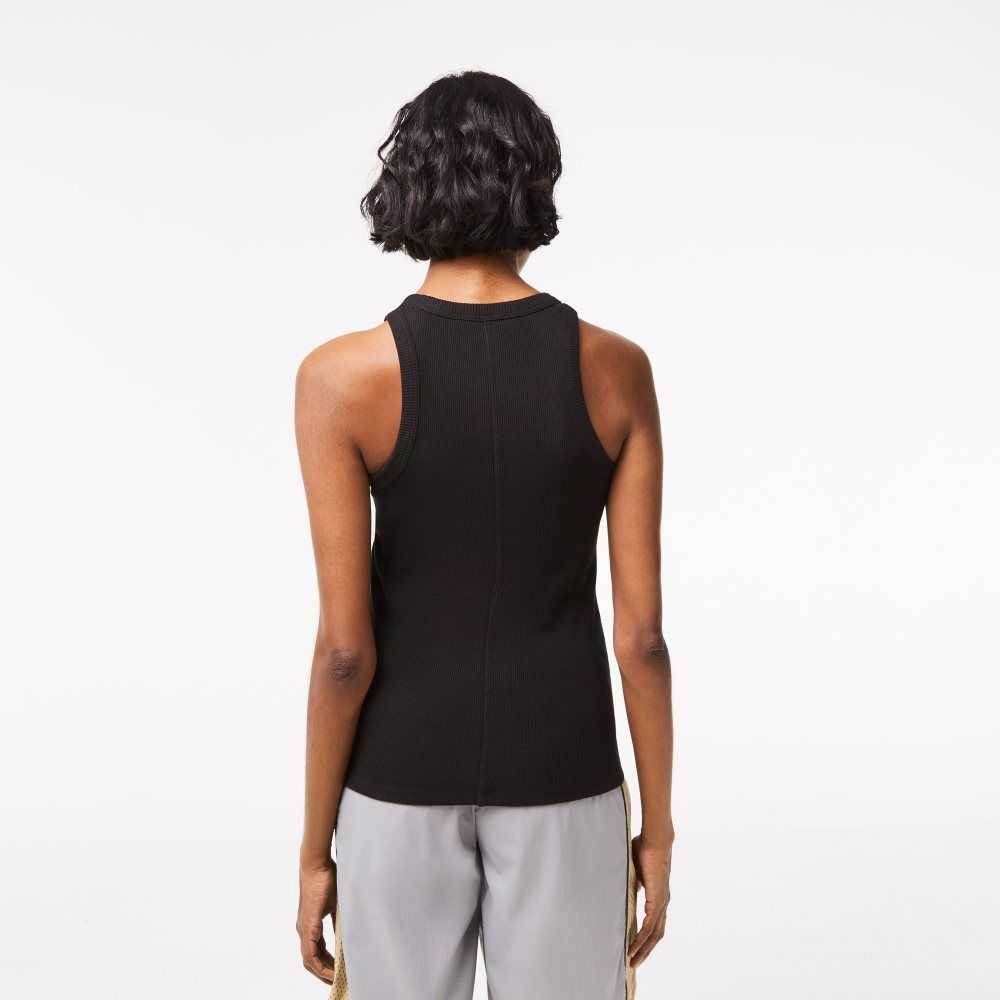 Lacoste Slim Fit Organic Algodon Tank Negras | 3098-HASEC