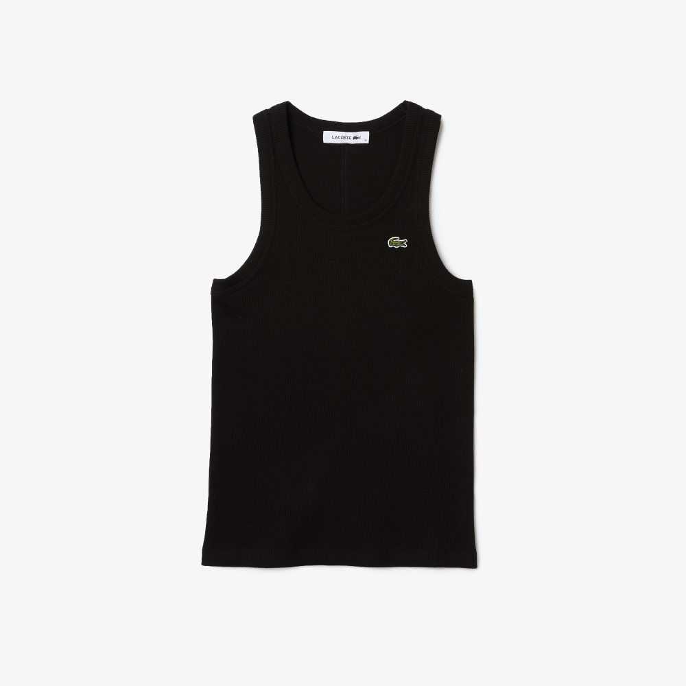 Lacoste Slim Fit Organic Algodon Tank Negras | 3098-HASEC