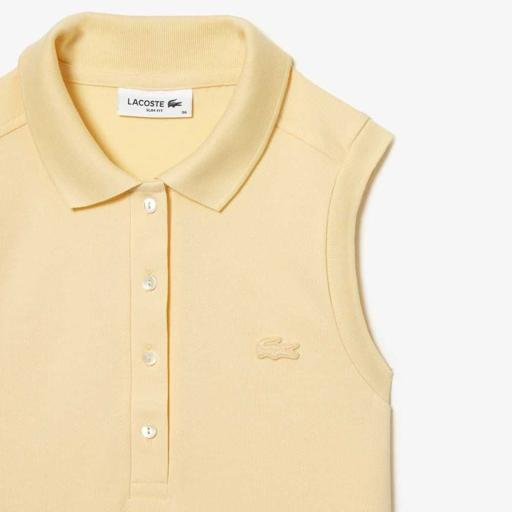 Lacoste Slim Fit Sin Manga Algodon Pique Amarillo | 0748-MNARG