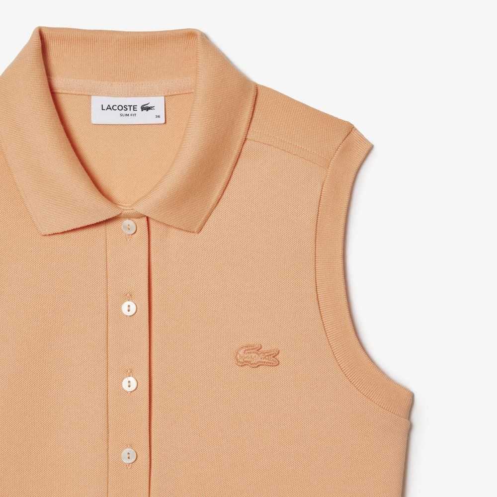 Lacoste Slim Fit Sin Manga Algodon Pique Naranjas Claro | 1642-VKCPQ