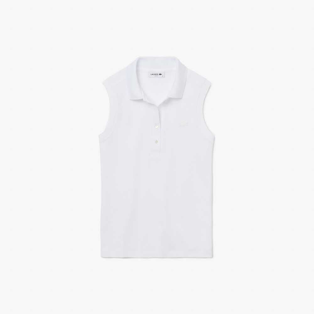 Lacoste Slim Fit Sin Manga Algodon Pique Blancas | 1967-PJEFD