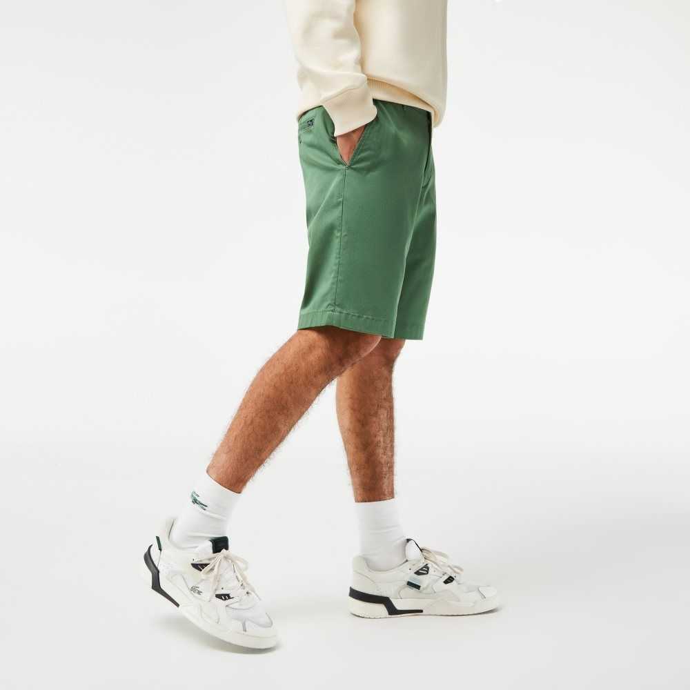 Lacoste Slim Fit Stretch Algodon Bermuda Kaki Verde | 3018-XHQOG