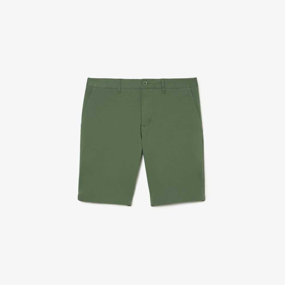 Lacoste Slim Fit Stretch Algodon Bermuda Kaki Verde | 3018-XHQOG