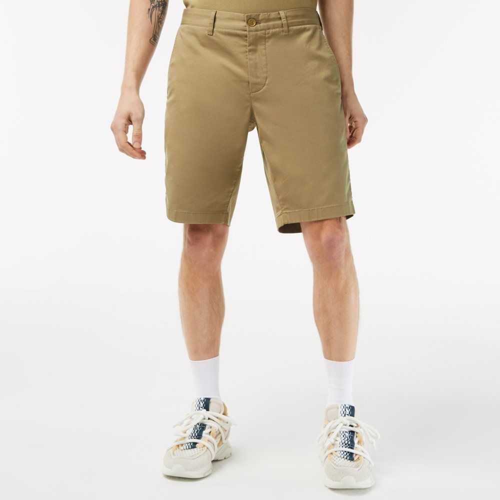 Lacoste Slim Fit Stretch Algodon Bermuda Beige | 4081-TGPJI