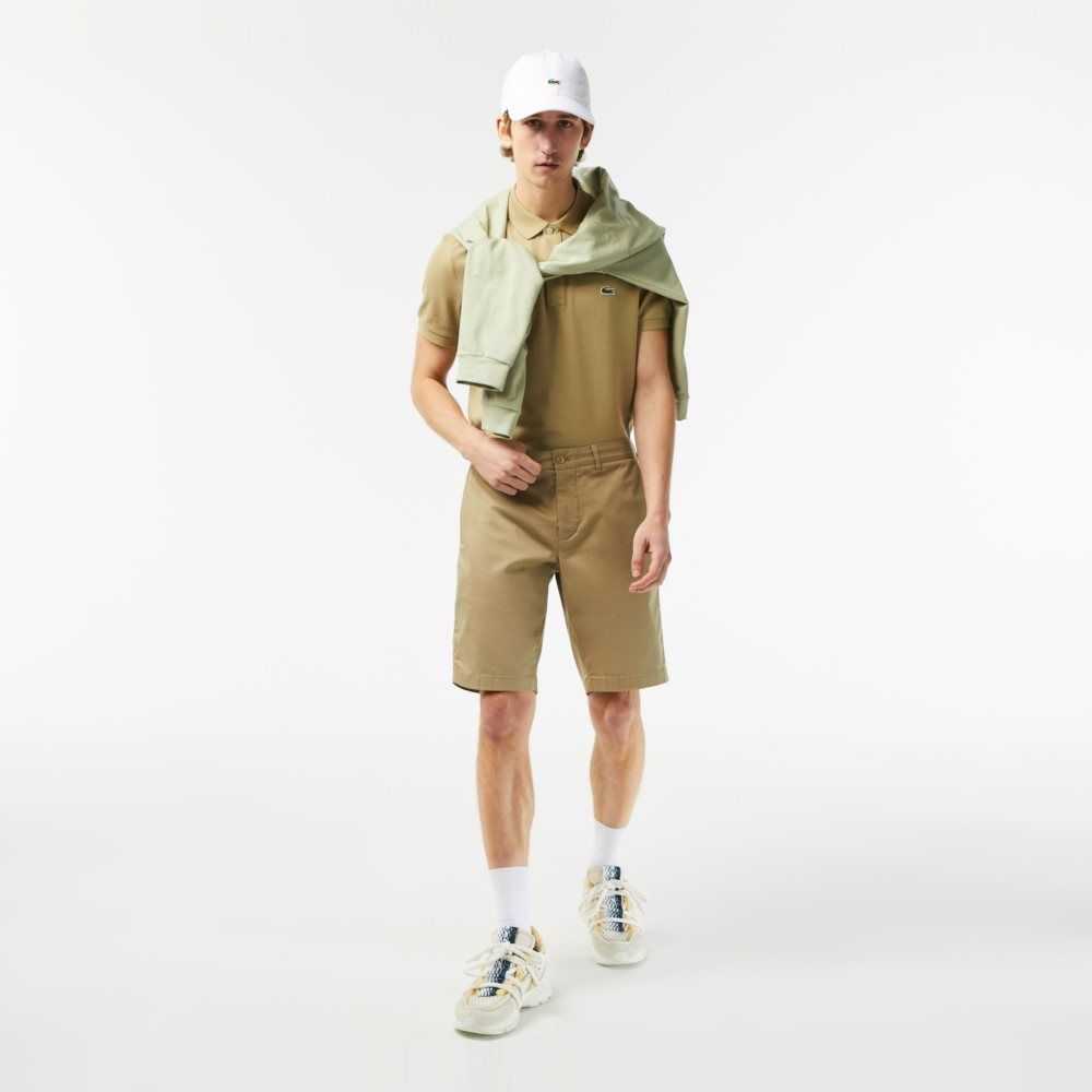 Lacoste Slim Fit Stretch Algodon Bermuda Beige | 4081-TGPJI