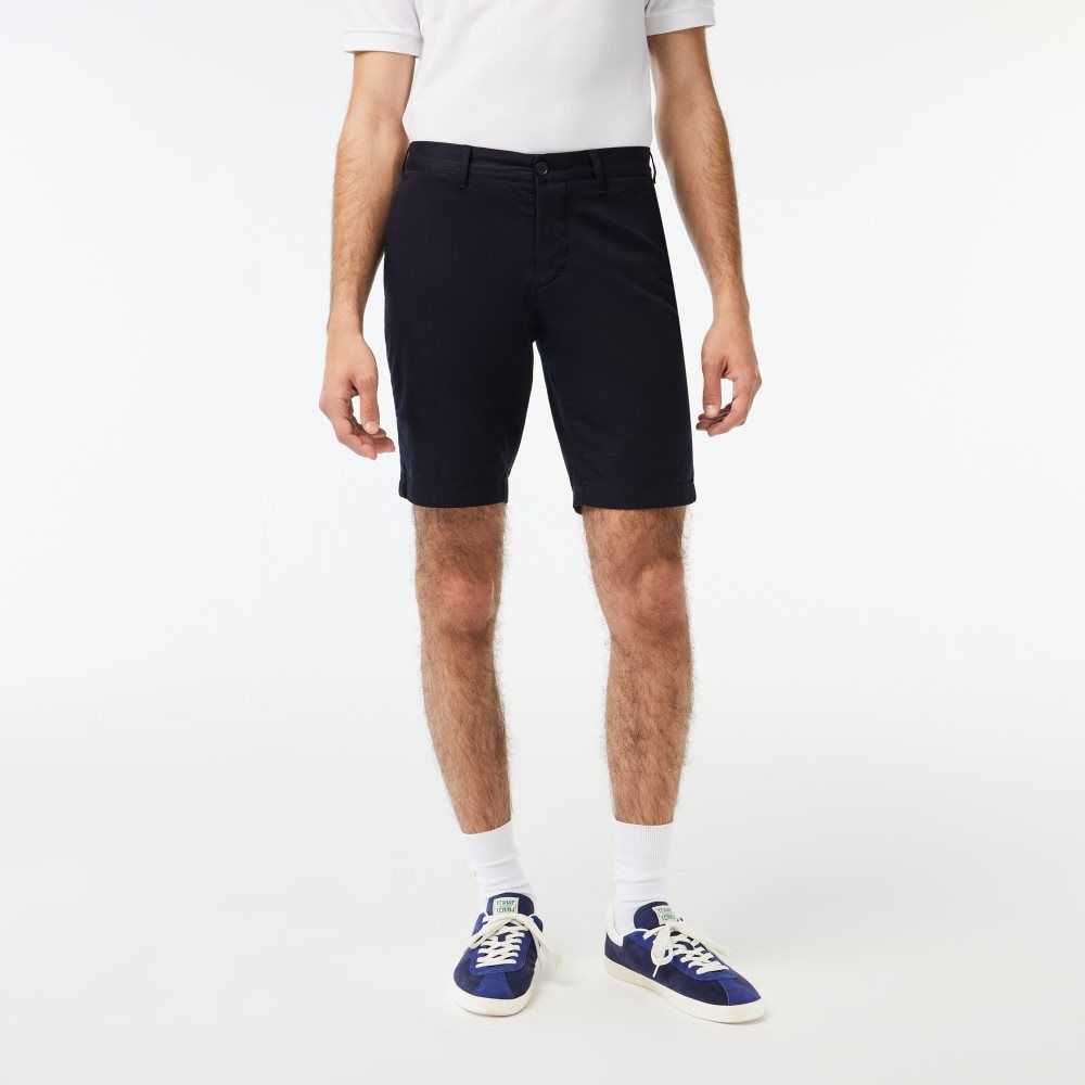 Lacoste Slim Fit Stretch Algodon Bermuda Azul Marino Azules | 7452-NTYXV