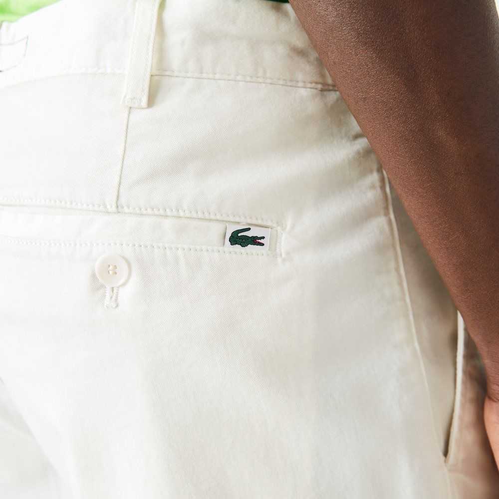 Lacoste Slim Fit Stretch Algodon Bermuda Blancas | 7892-QEHSF