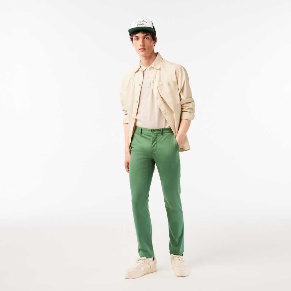 Lacoste Slim Fit Stretch Algodon Kaki Verde | 2596-TEARV