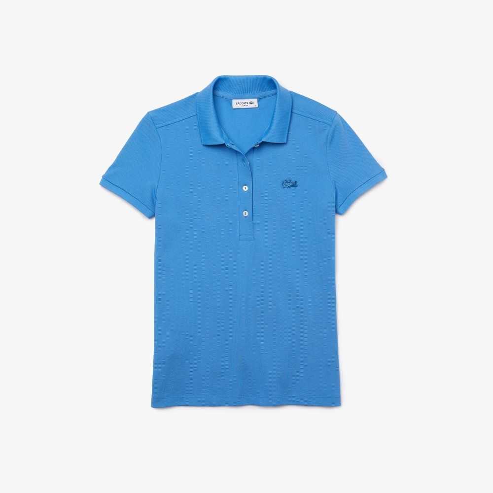 Lacoste Slim Fit Stretch Algodon Pique Azules | 5219-CNDUY