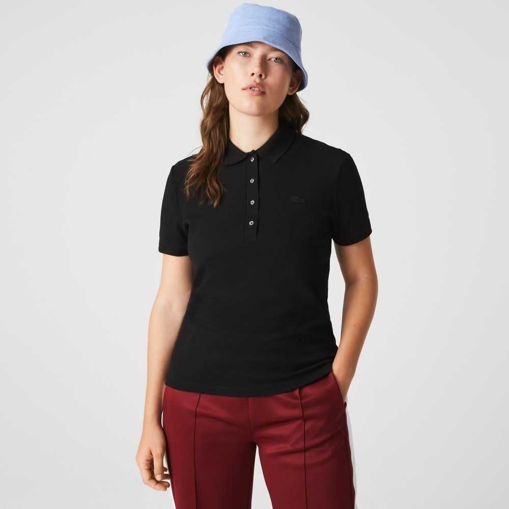 Lacoste Slim Fit Stretch Algodon Pique Negras | 1608-DLONP