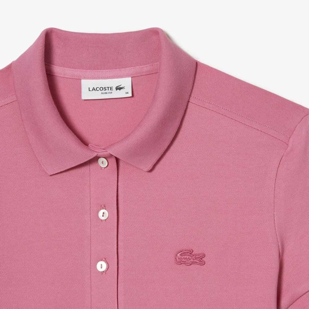 Lacoste Slim Fit Stretch Algodon Pique Rosas | 7685-DSEUM