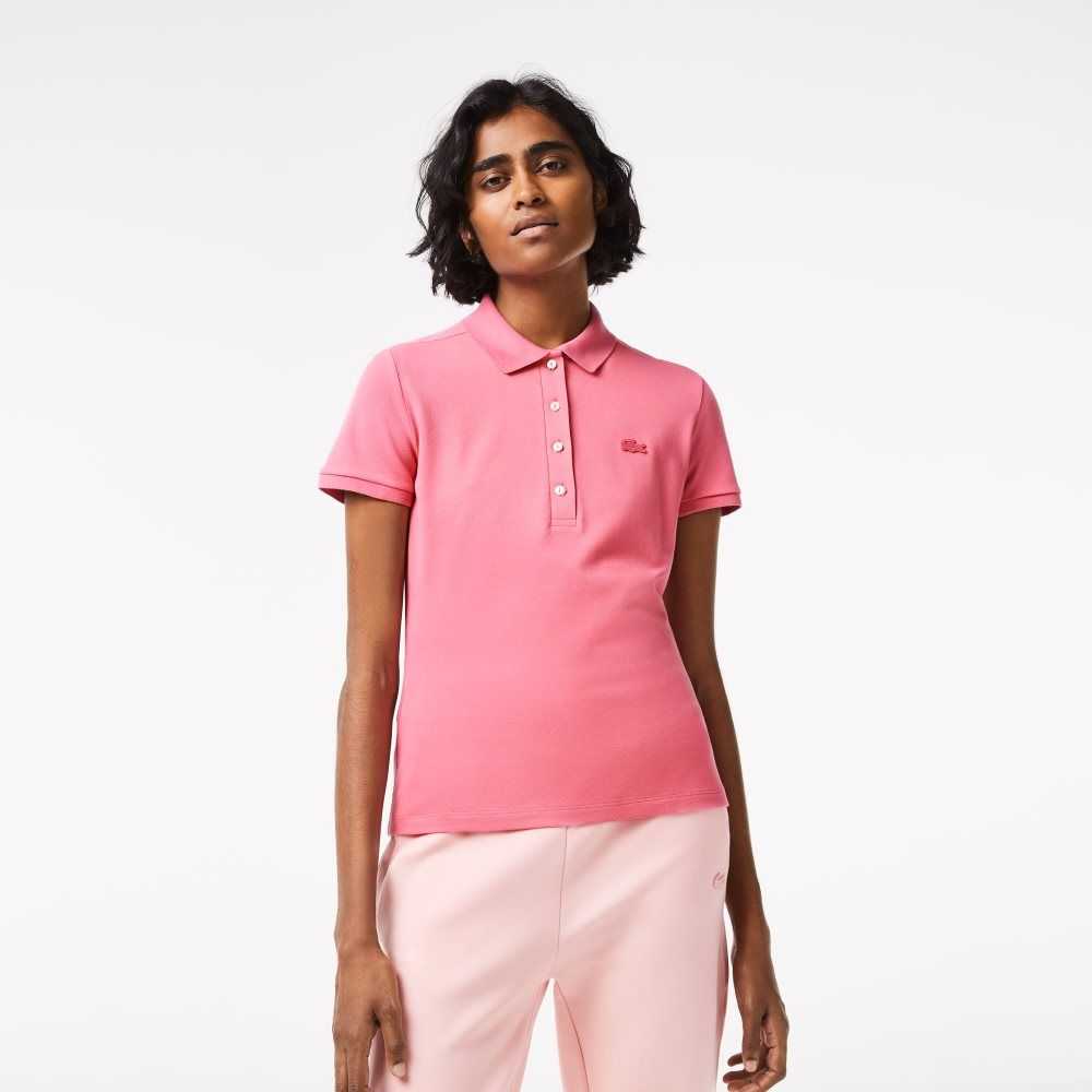 Lacoste Slim Fit Stretch Algodon Pique Rosas | 7685-DSEUM