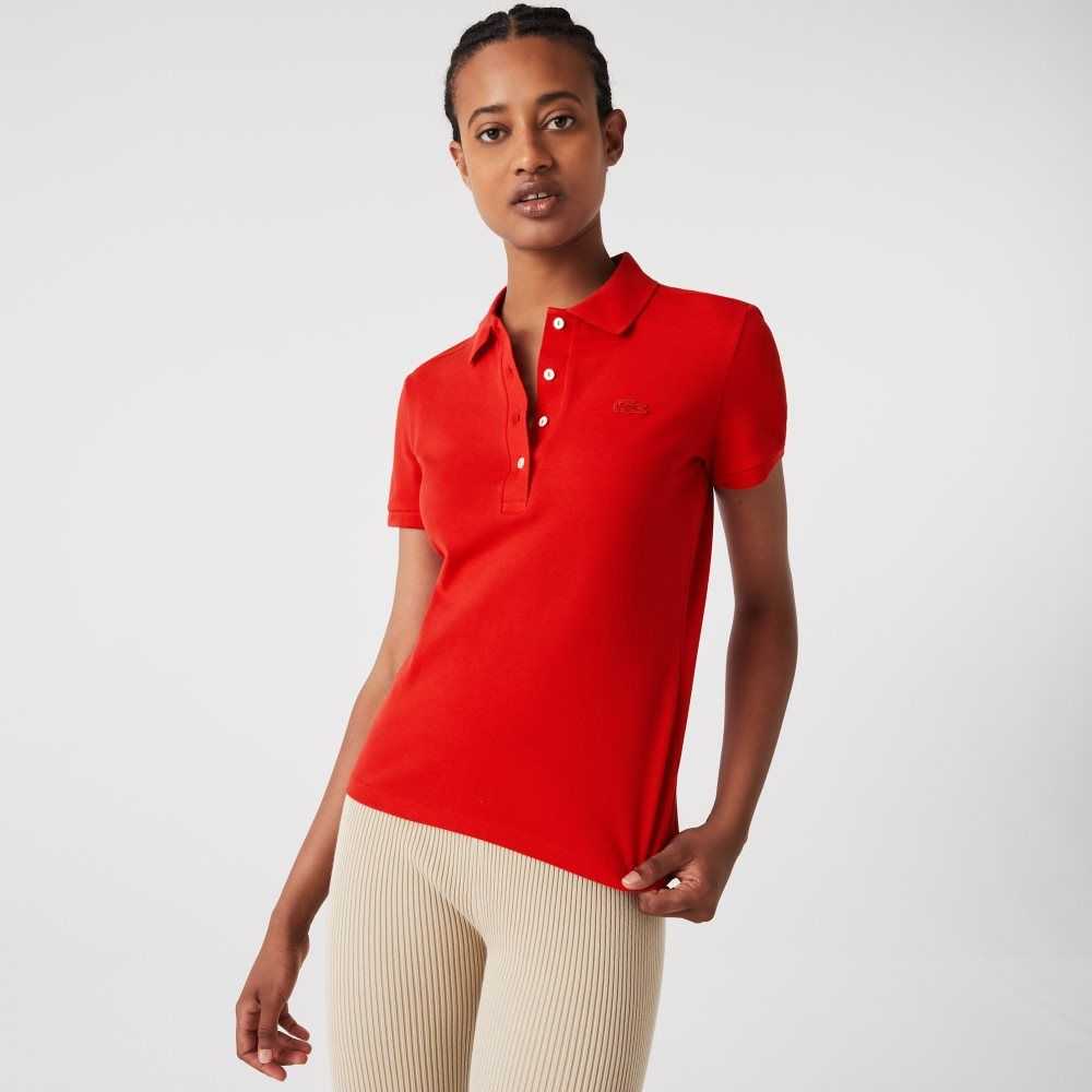 Lacoste Slim Fit Stretch Algodon Pique Rojas | 8471-DYTKF