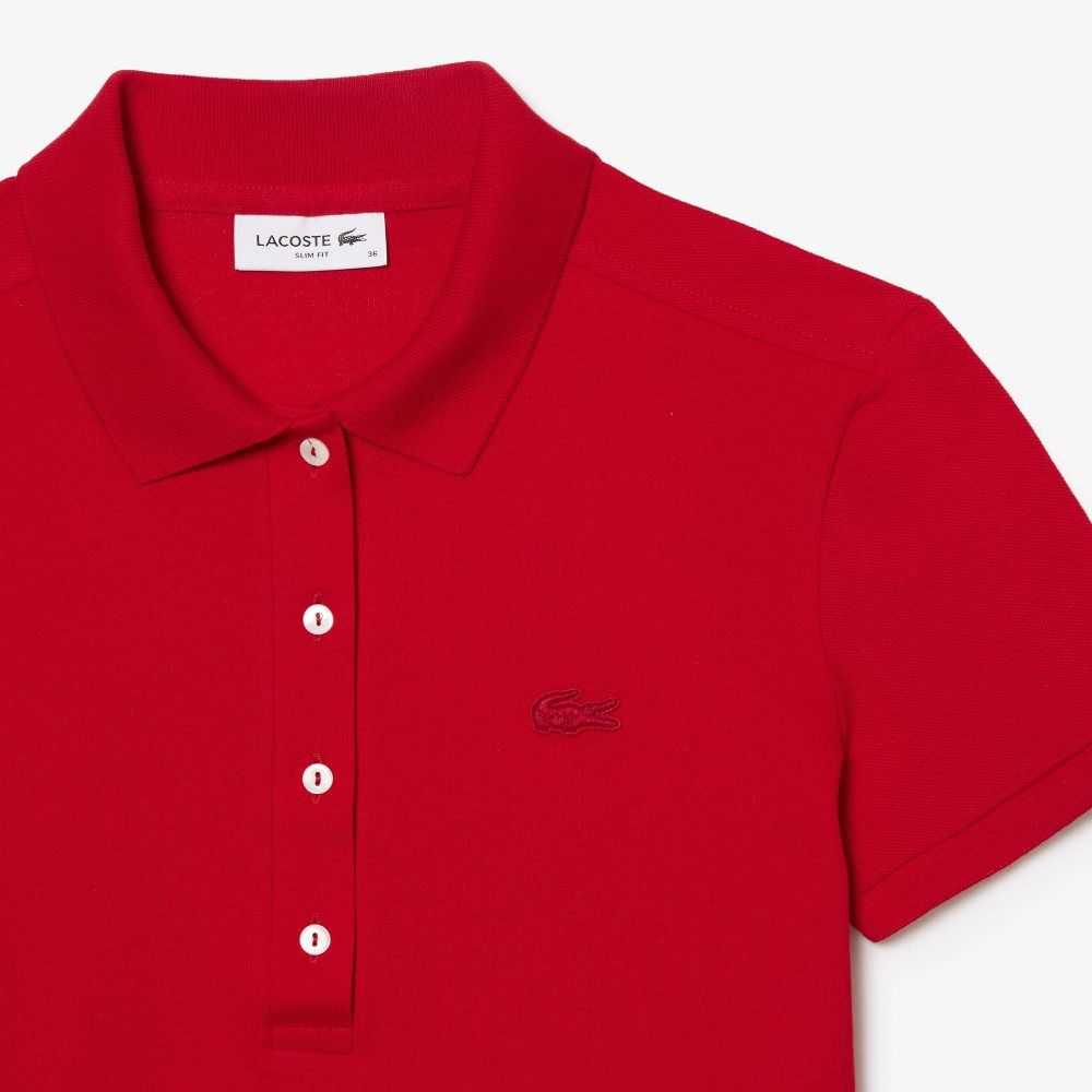 Lacoste Slim Fit Stretch Algodon Pique Rojas | 8471-DYTKF