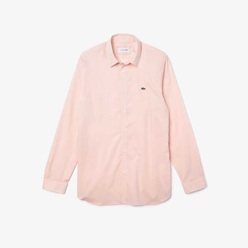 Lacoste Slim Fit Stretch Algodon Poplin Rosas Claro | 1296-OVWFI