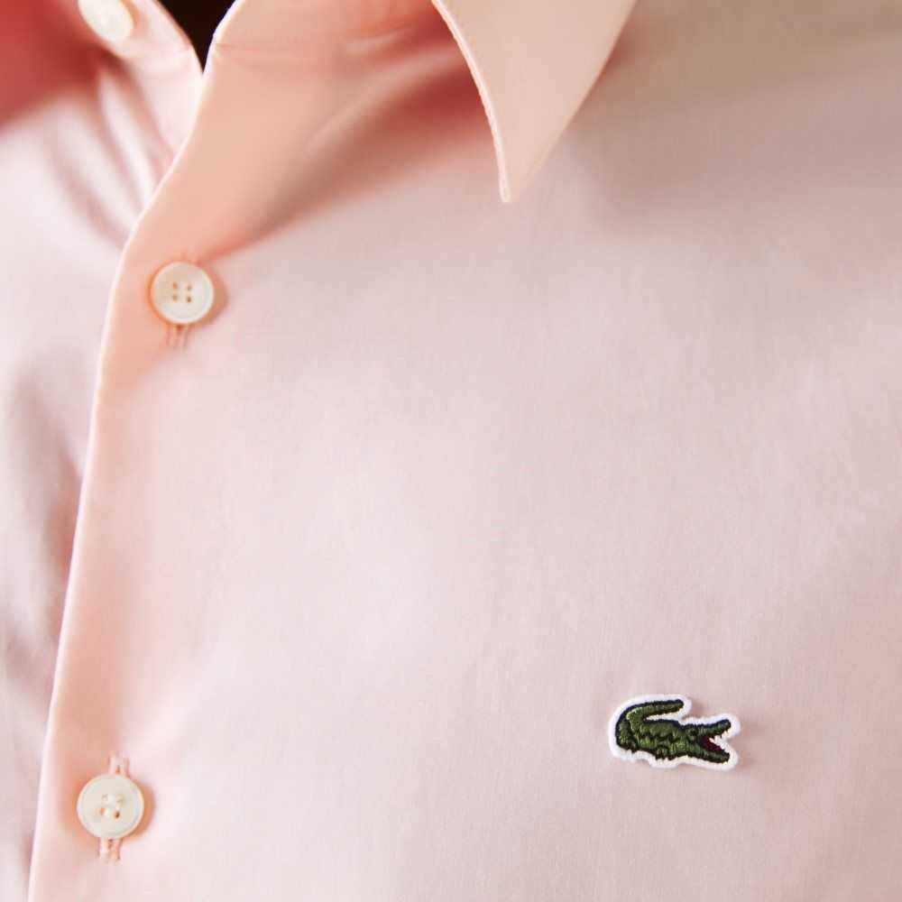 Lacoste Slim Fit Stretch Algodon Poplin Rosas Claro | 1296-OVWFI