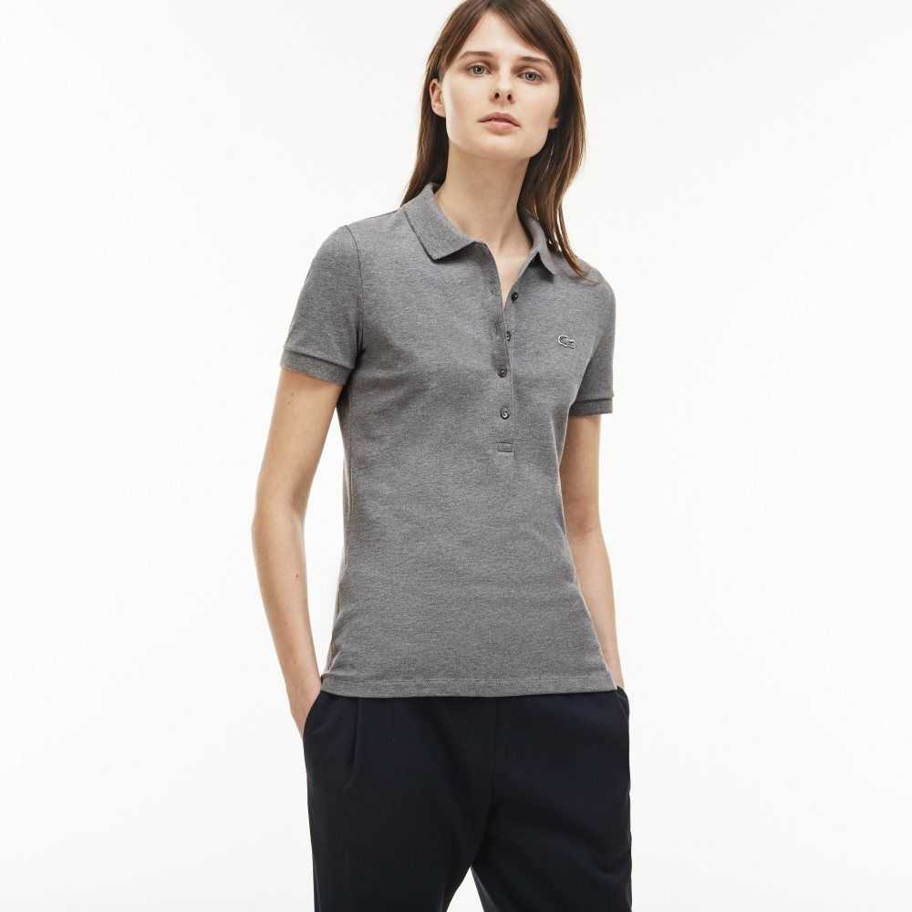 Lacoste Slim Fit Stretch Mini Algodon Pique Gris | 6749-VZJTN