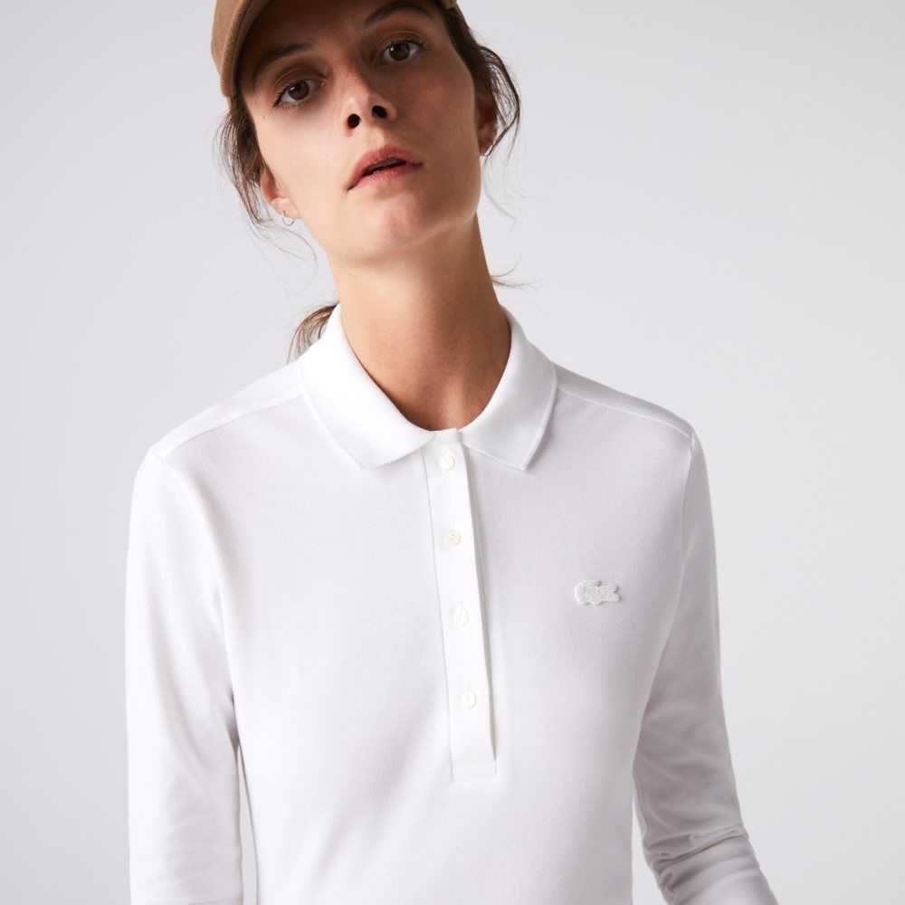 Lacoste Slim Fit Stretch Pique Blancas | 7349-IEYOR