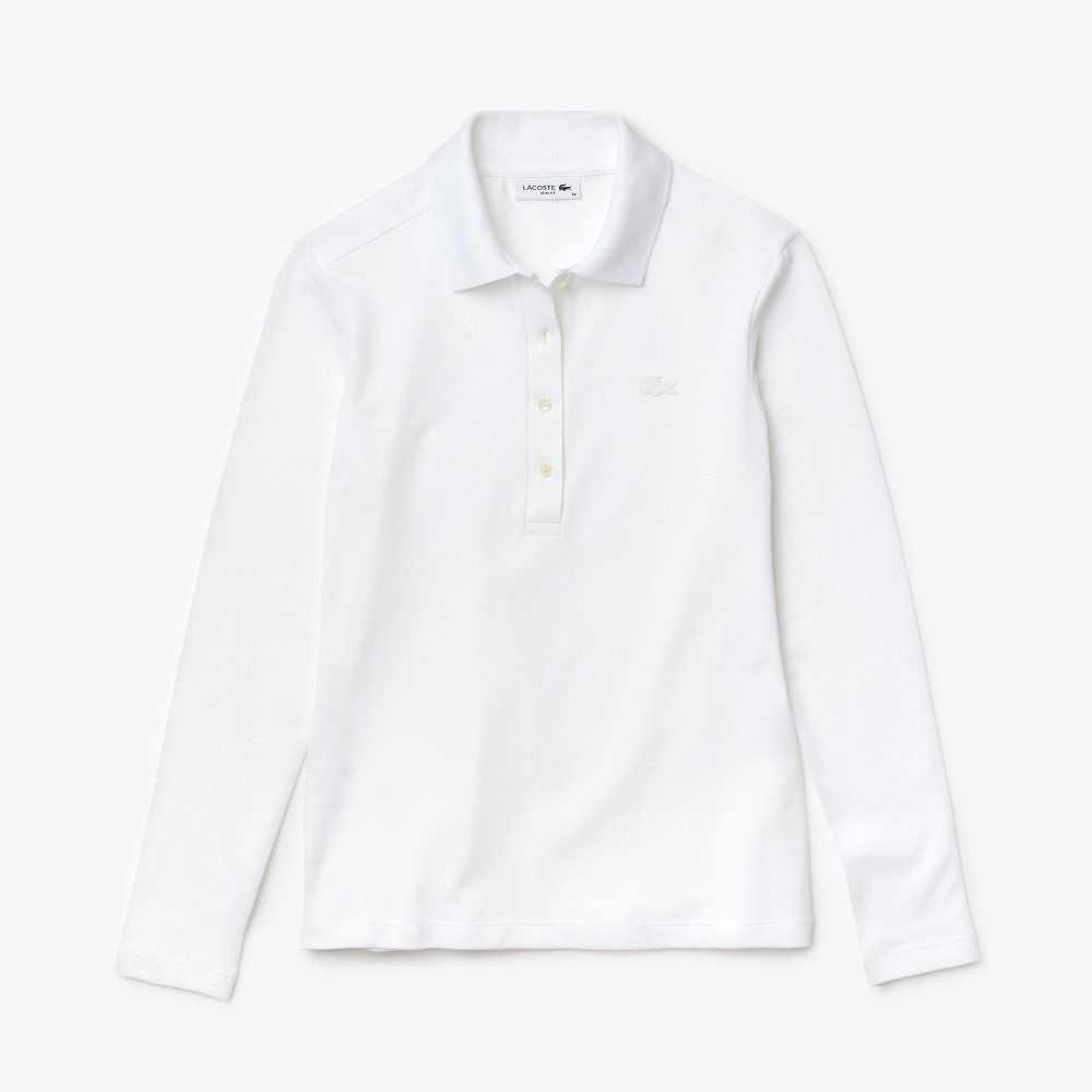 Lacoste Slim Fit Stretch Pique Blancas | 7349-IEYOR