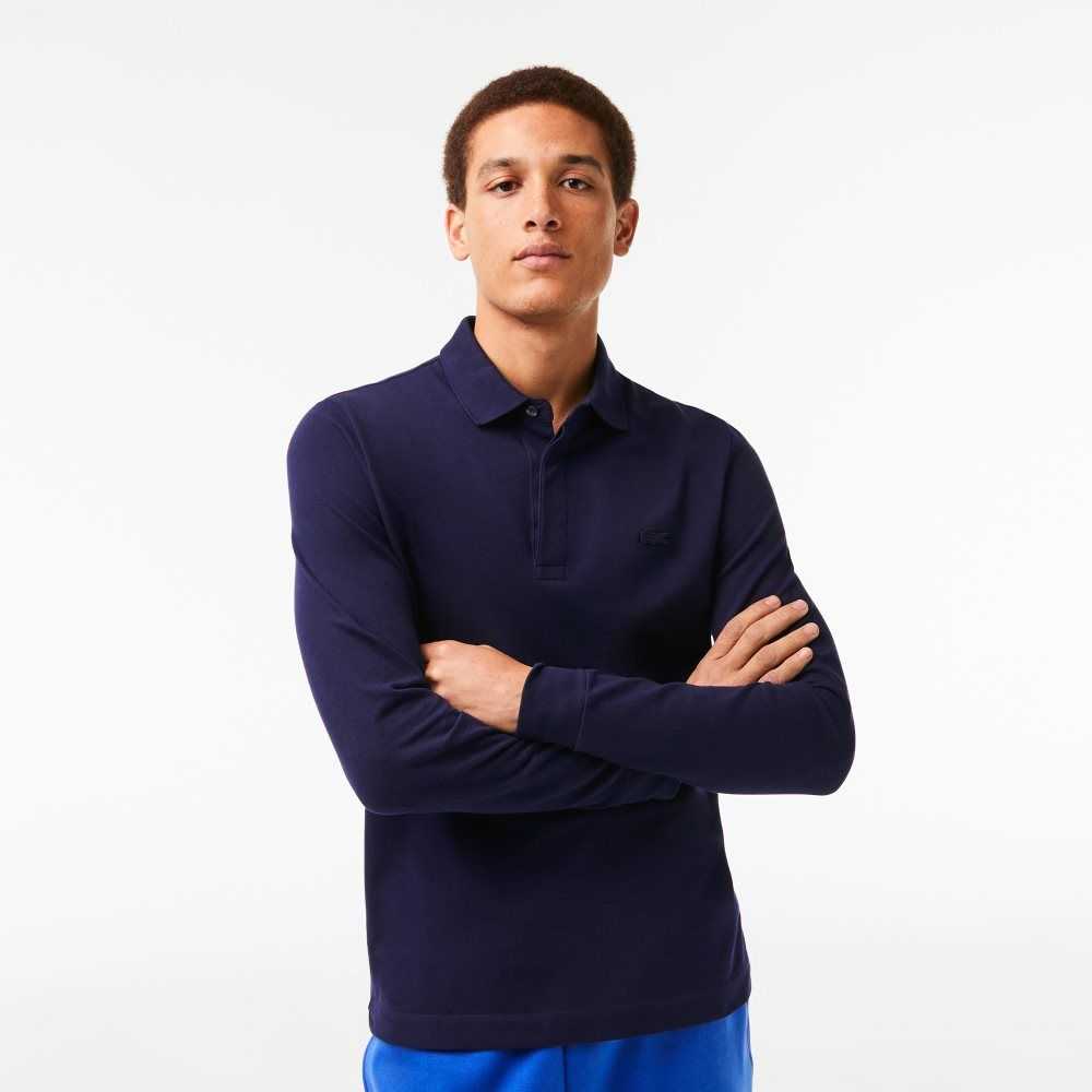 Lacoste Smart Paris long sleeve stretch cotton Azul Marino Azules | 0176-SBTGJ