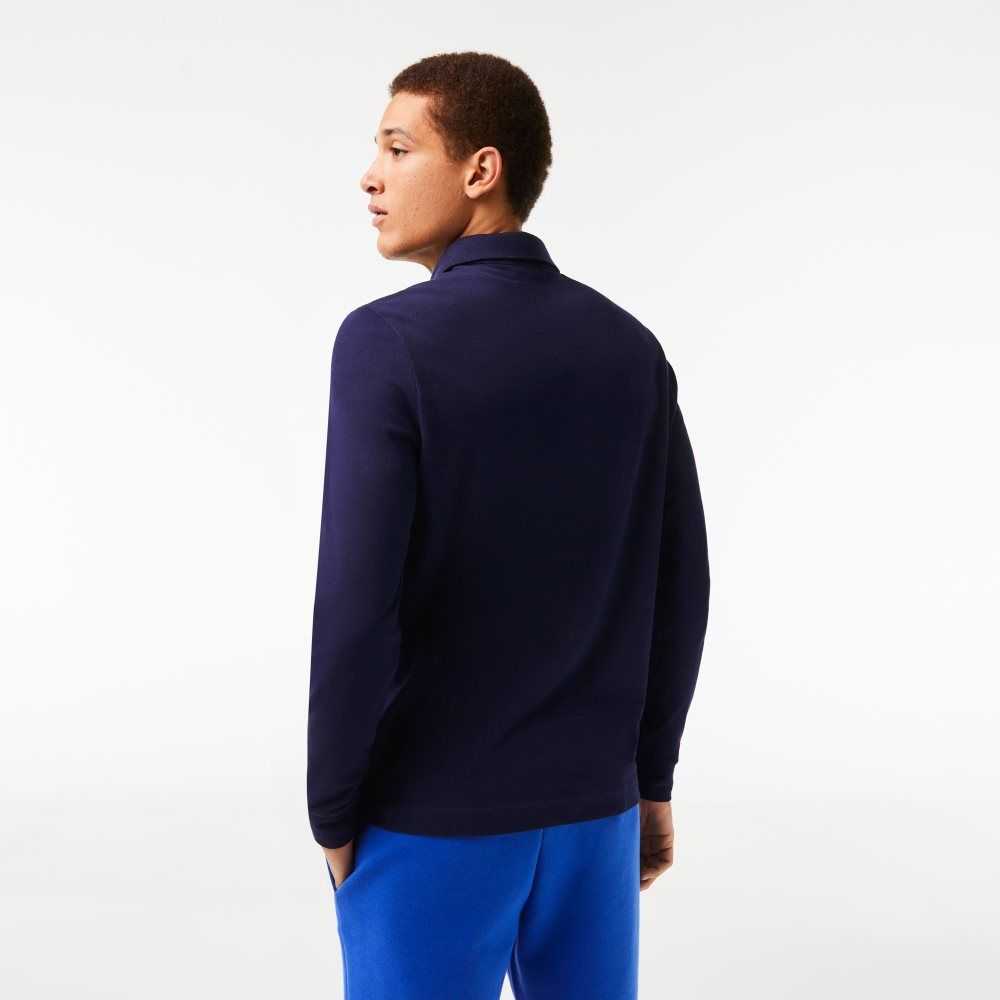 Lacoste Smart Paris long sleeve stretch cotton Azul Marino Azules | 0176-SBTGJ