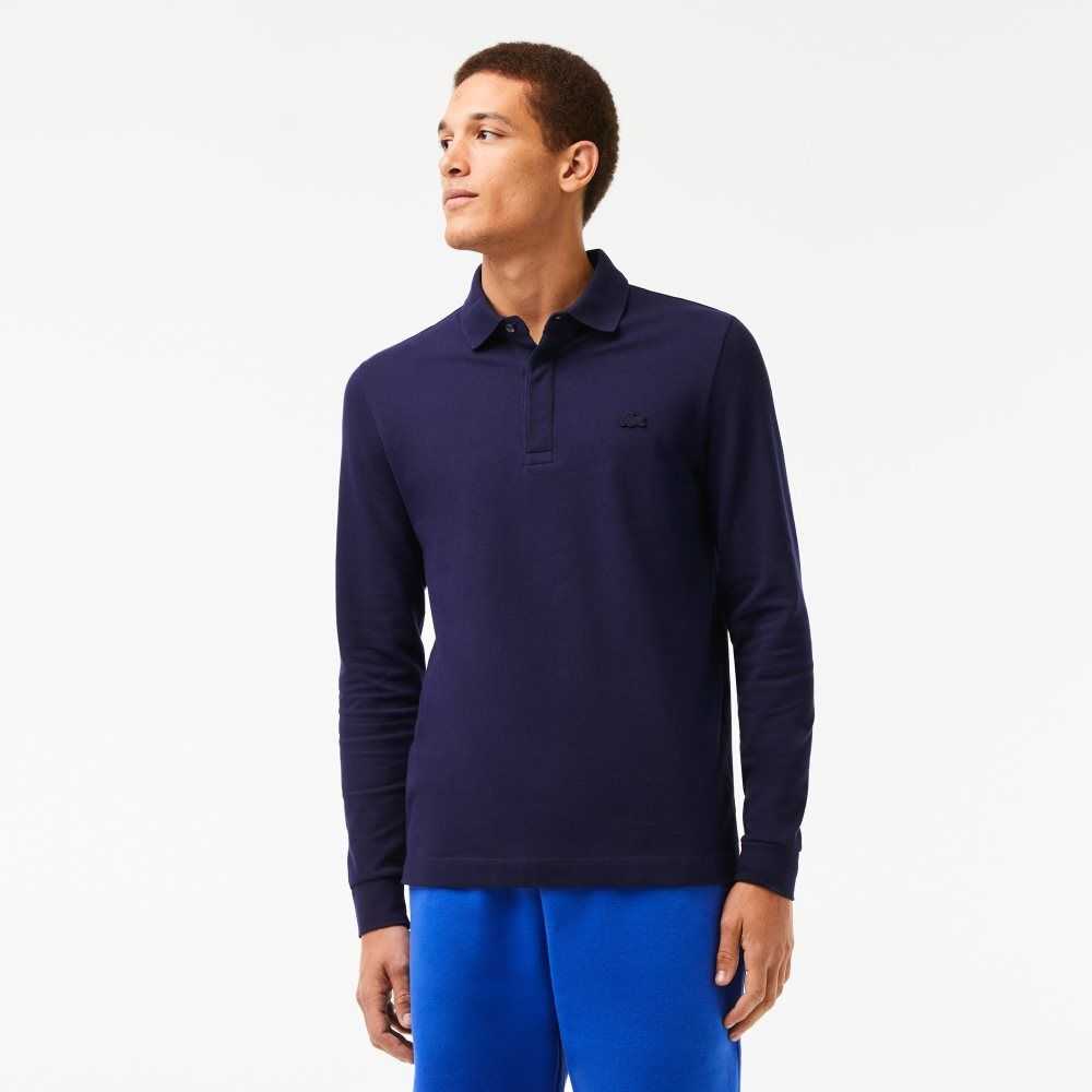 Lacoste Smart Paris long sleeve stretch cotton Azul Marino Azules | 0176-SBTGJ