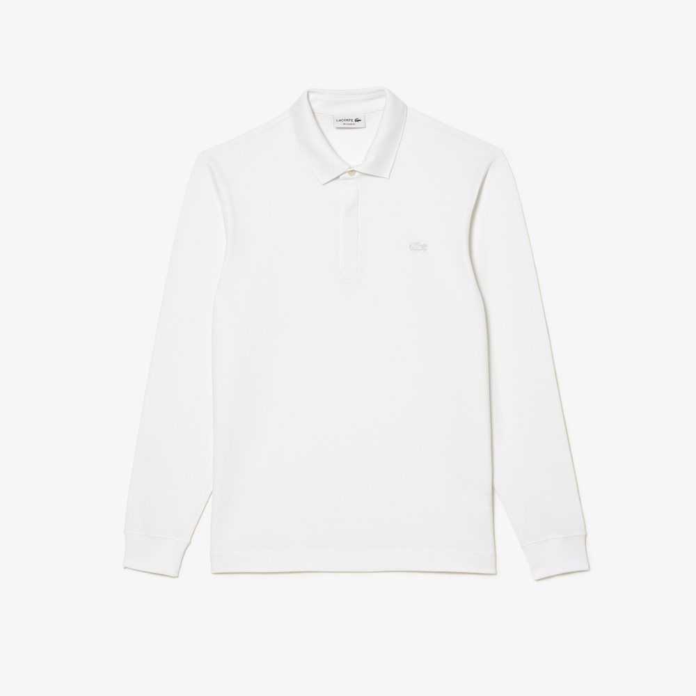 Lacoste Smart Paris long sleeve stretch cotton Blancas | 1645-SEFZO